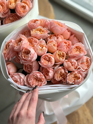 Кустовые пионовидные персиковые розы