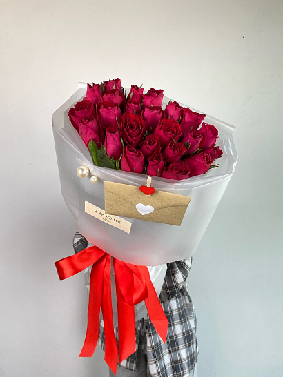 Кенийские розы 25 шт.в матовой плёнке