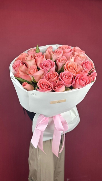 Кенийские персиковые розы 25 шт.