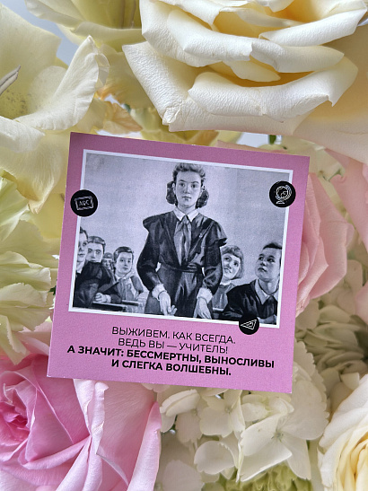 Открытка розовая про учителя