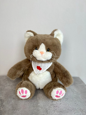 Мягкая игрушка коричневый кот 30 см