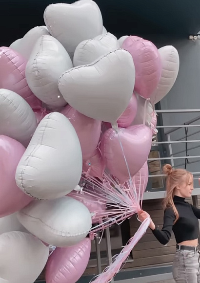 Шар фольгированный - белое сердце