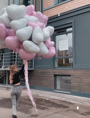 Шар фольгированный - розовое сердце