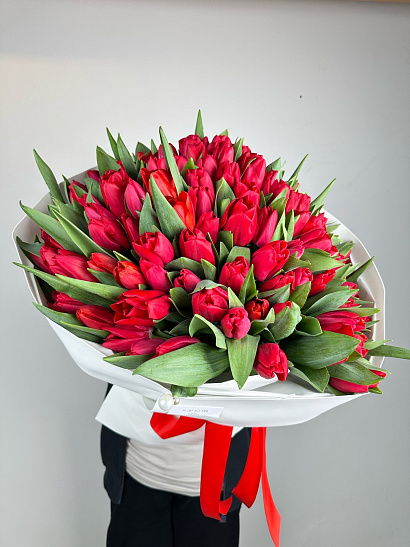 Красные тюльпаны 125 шт.