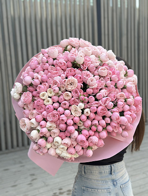 101 кустовая розовая роза